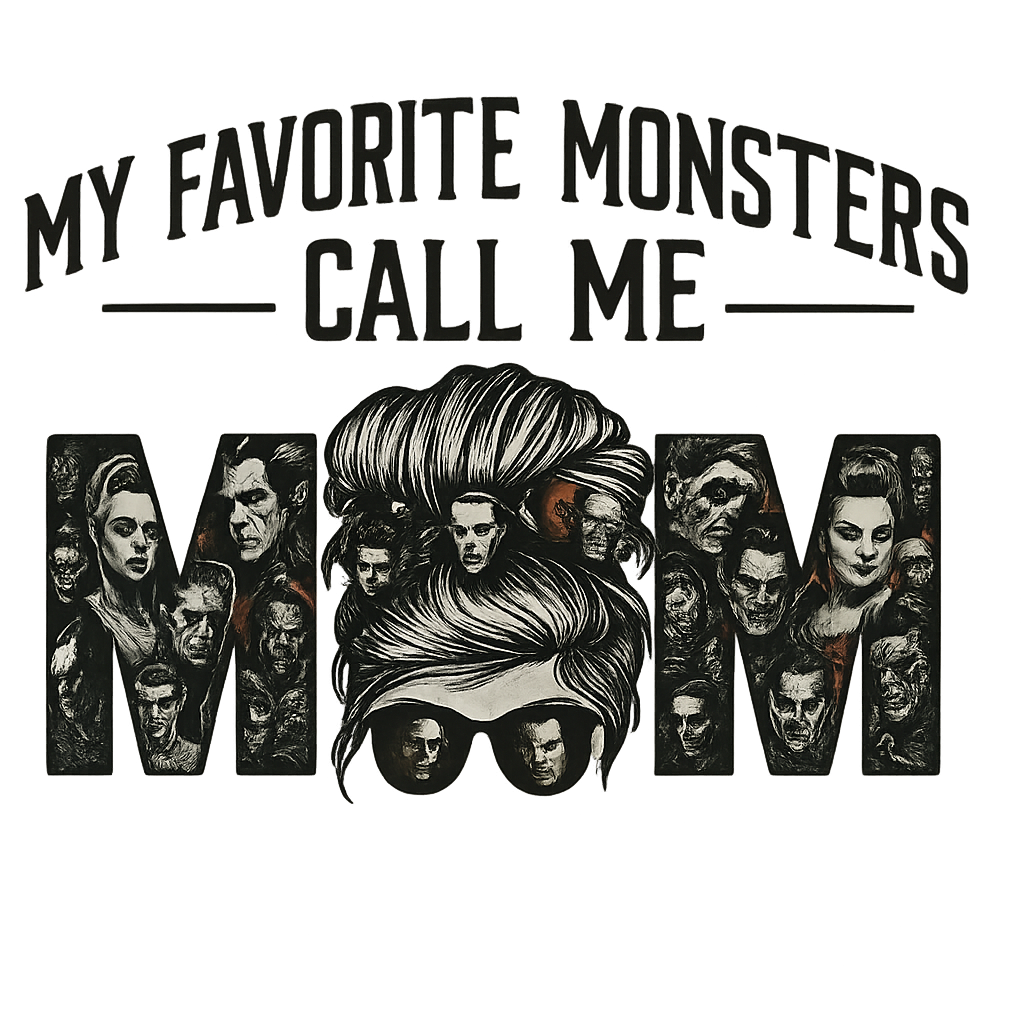 Vintage Monster Mom DTF Transfer，My Favorite Monsters Call Me Mom，Retro Horror Iron-On Heat Transfer for T-Shirts, Halloween, Mother’s Day, DIY Gifts