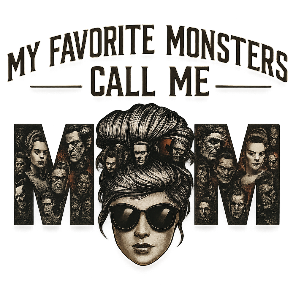 Vintage Monster Mom DTF Transfer，My Favorite Monsters Call Me Mom，Retro Horror Iron-On Heat Transfer for T-Shirts, Halloween, Mother’s Day, DIY Gifts