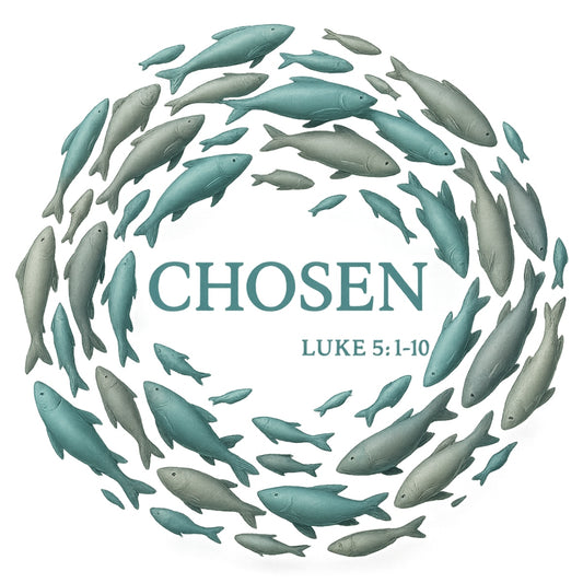 CHOSEN Christian DTF Iron On Transfer ，  Bible Verse LUKE 5:10 Religious Heat Press Decal for DIY T-Shirts, Faith-Based Apparel, Inspirational Graphic for Cotton/Polyester Fabric ，Jesus Fish Design for all