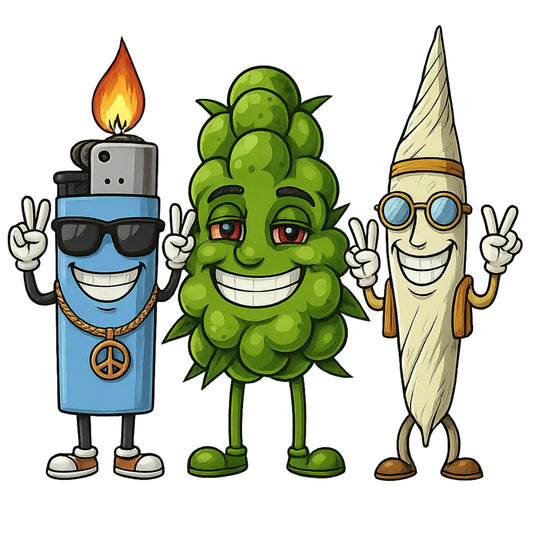 420 Weed Cartoon DTF Transfer ， Funny Stoner Iron On Heat Press Sticker for T-Shirts, Hoodies, DIY Apparel ， Cannabis Leaf, Lighter, Joint Gang, Hippie Gift ， High Quality Heat Transfer for Clothing
