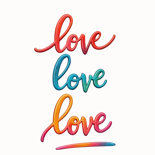 3D LOVE Iron-On Transfer Patch，Colorful Gradient Heat Press Decal for DIY T-Shirts, Hoodies & Gifts