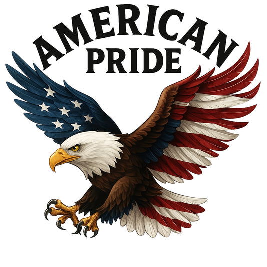 American Pride  Iron-On Patch , USA Flag Heat Transfer for T-Shirts, Hoodies, Bags , Patriotic 4th of July DTF Design