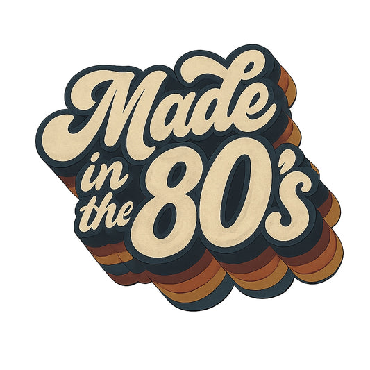 Bold 'Made in the 80’s' Iron-On Patch,Retro Neon-Style, Washable DTF Transfer for DIY Shirts,Colorful 80s Design for T-Shirts, Hoodies