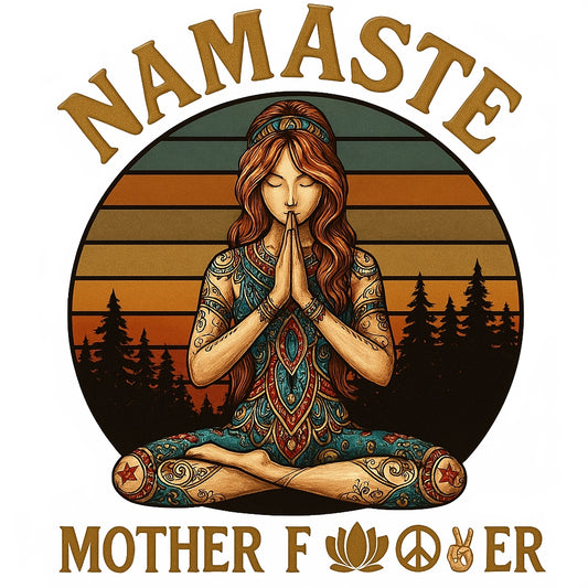 Boho Hippie Namaste Iron On Transfer， Funny Yoga Meditation Patch for T-Shirts, Retro Spiritual Peace Design, Heat Press Vinyl for DIY Clothing