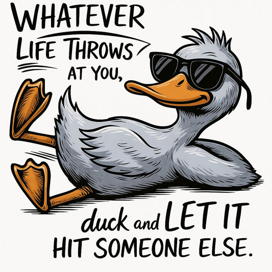 Funny Duck Iron On Transfer ，Cute Cartoon Animal with Quote ， Heat Press Decal for DIY T-Shirts, Hoodies, Tote Bags