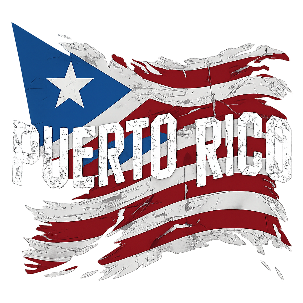 DTF Heat Transfer Iron On Sticker, Puerto Rico Flag Retro Graphic, for Cultural Pride Apparel and Heritage Decor