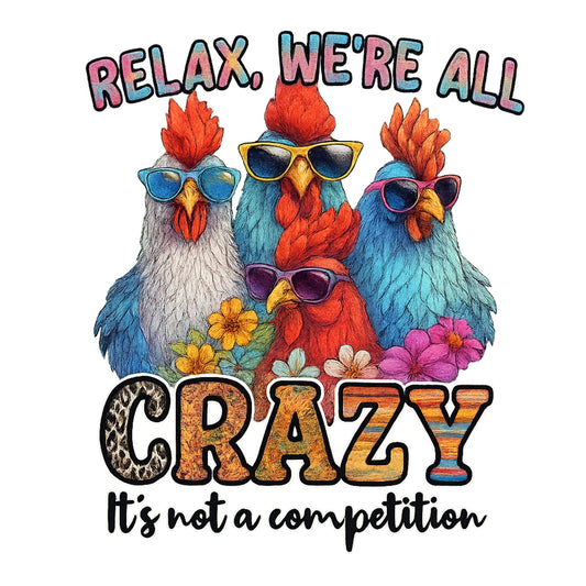 DTF Heat Transfer Iron On Sticker, Funky Chicken Crew Graphic, For Humorous Apparel And Lighthearted Deco