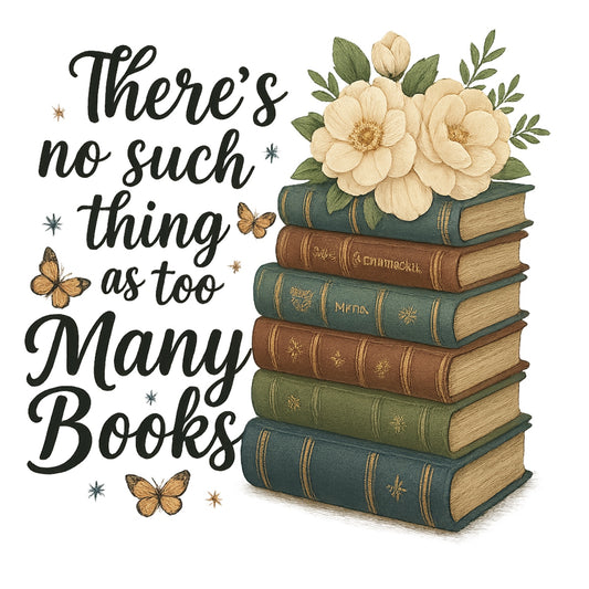 DTF Heat Transfer Iron On Sticker，Vintage Book Stack with Flowers & Butterflies Design for Book Lovers, Aesthetic Library Decor, DIY Reading Shirt or Tote