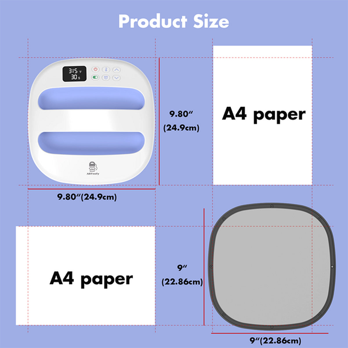 9''x9'' Heat Press Machine (Purple)