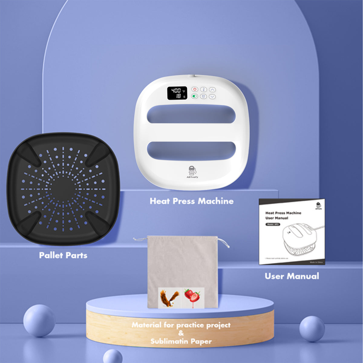 9''x9'' Heat Press Machine (Purple)