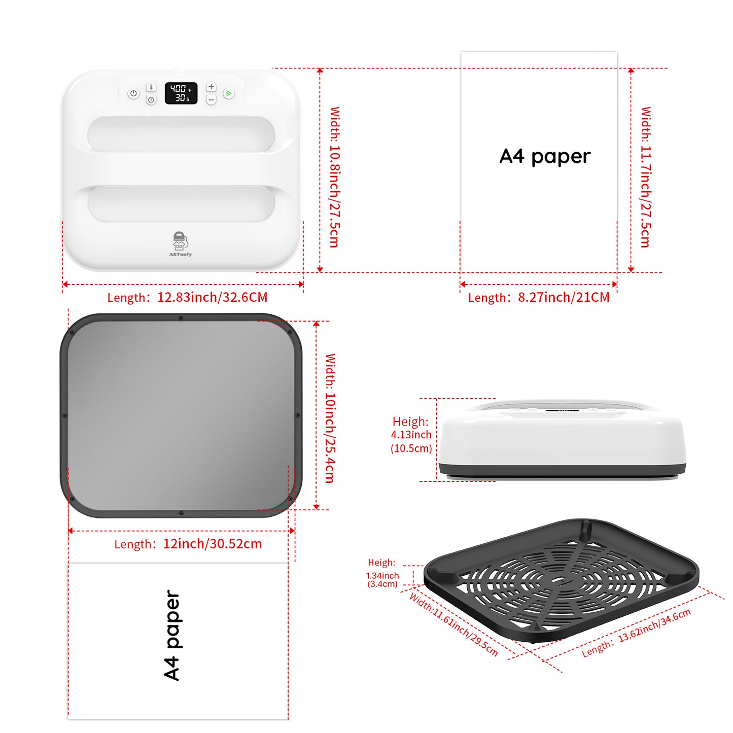 12''x10''Heat Press Machine (White)
