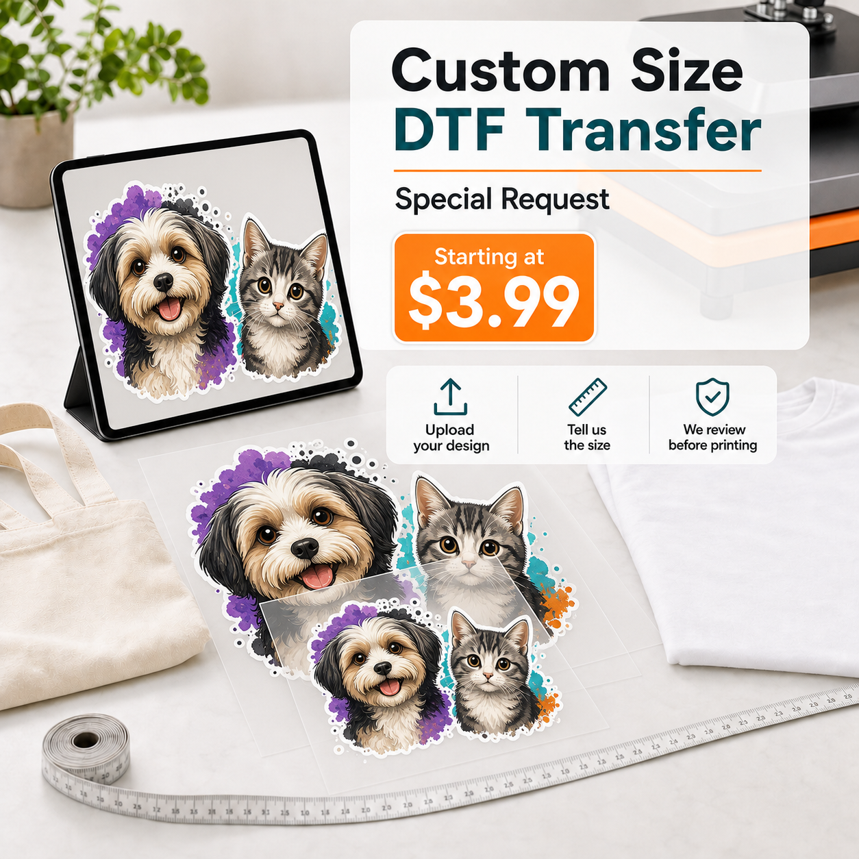 ARTeefy custom size DTF transfer special request cover