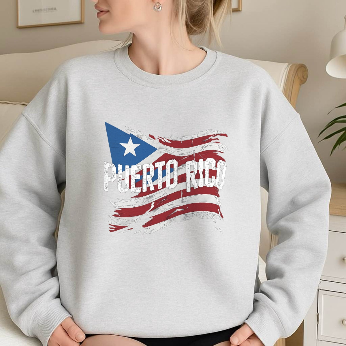 DTF Heat Transfer Iron On Sticker, Puerto Rico Flag Retro Graphic, for Cultural Pride Apparel and Heritage Decor