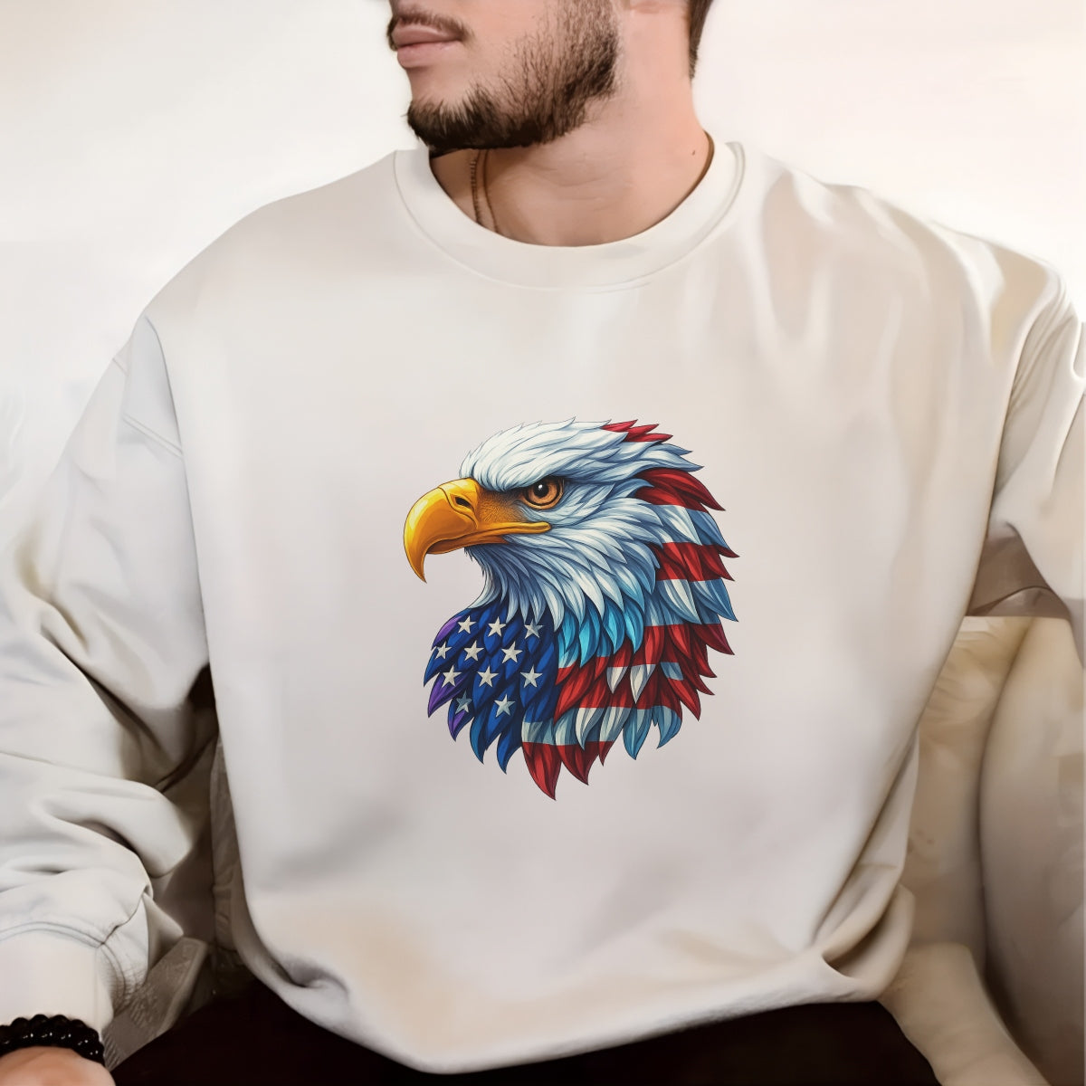 DTF Heat Transfer Iron On Sticker, Patriotic American Eagle Graphic, For USA  Themed Apparel And Festive Decor