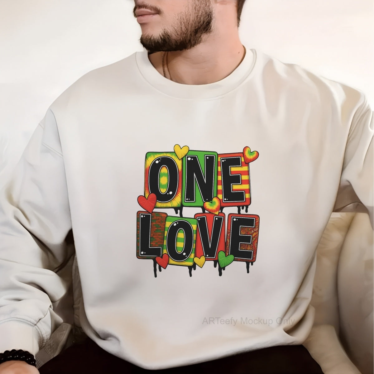 DTF Heat Transfer Iron On Sticker, Colorful ONE LOVE Graphic, For Reggae  Vibe Apparel And Music Themed Decor