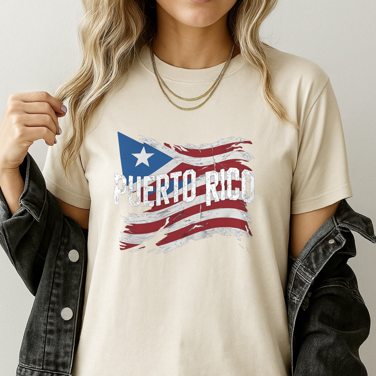 DTF Heat Transfer Iron On Sticker, Puerto Rico Flag Retro Graphic, for Cultural Pride Apparel and Heritage Decor
