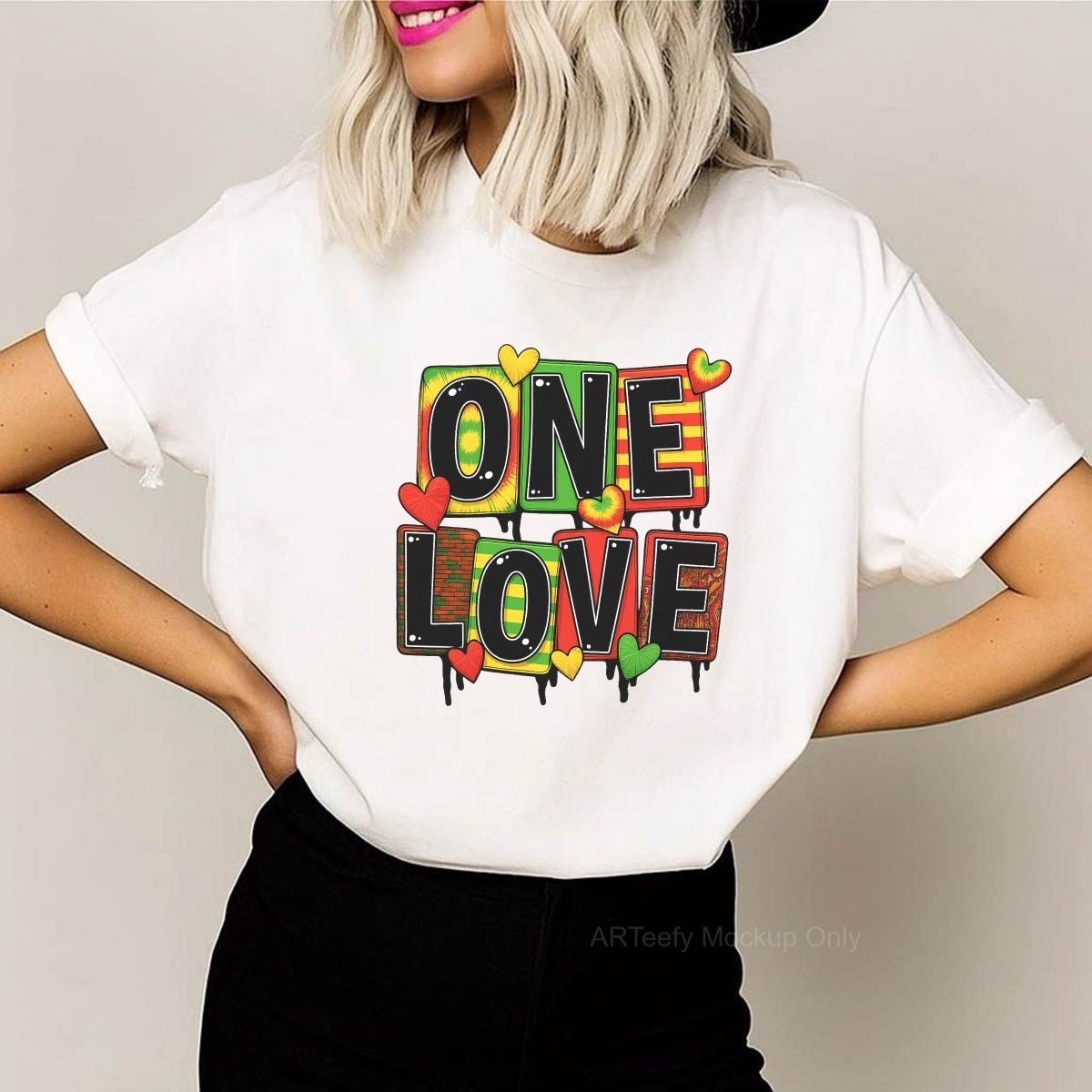 DTF Heat Transfer Iron On Sticker, Colorful ONE LOVE Graphic, For Reggae  Vibe Apparel And Music Themed Decor