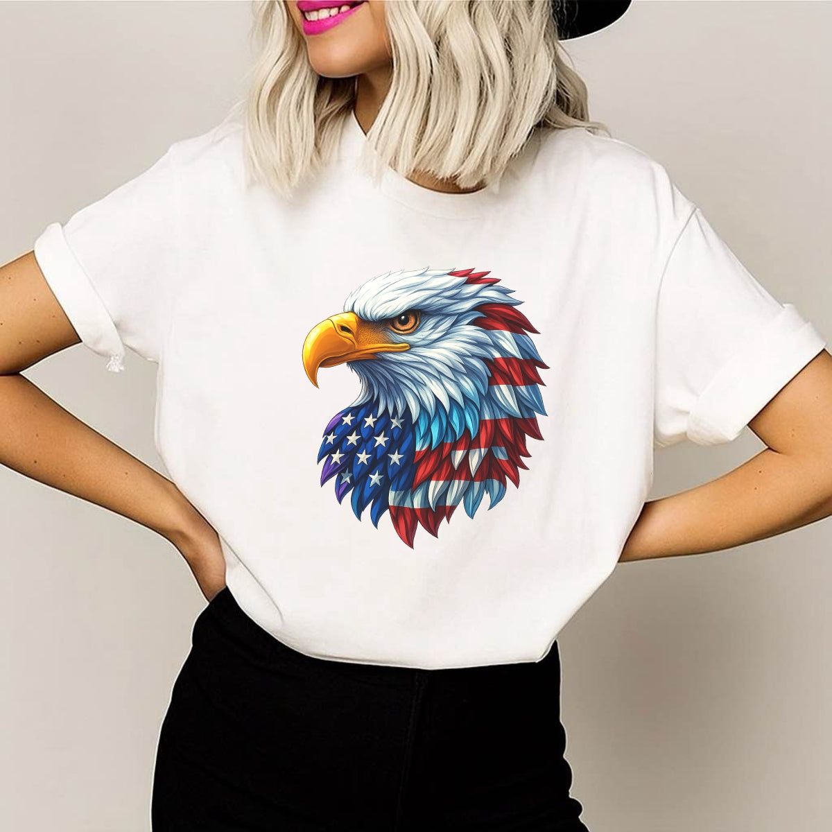 DTF Heat Transfer Iron On Sticker, Patriotic American Eagle Graphic, For USA  Themed Apparel And Festive Decor