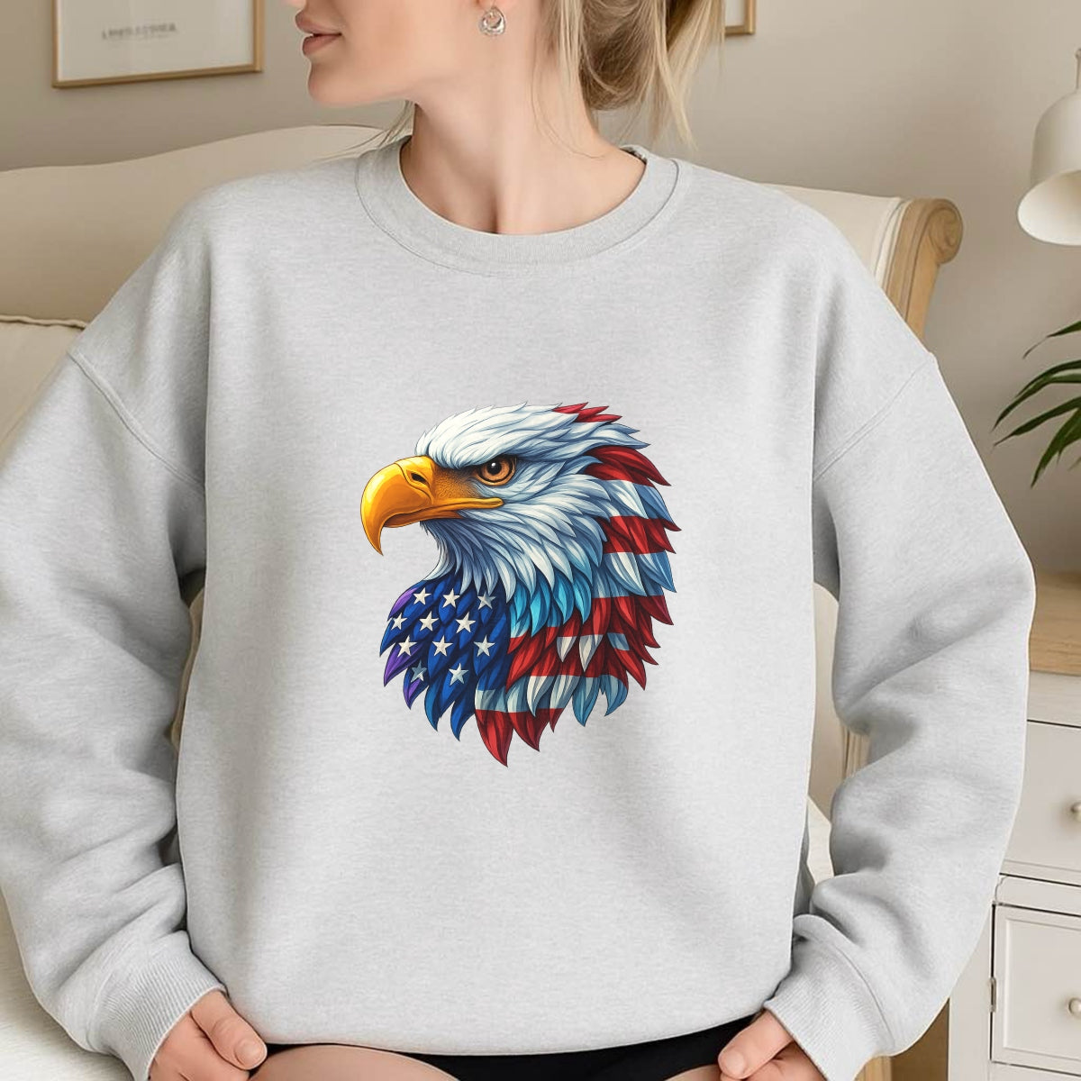 DTF Heat Transfer Iron On Sticker, Patriotic American Eagle Graphic, For USA  Themed Apparel And Festive Decor