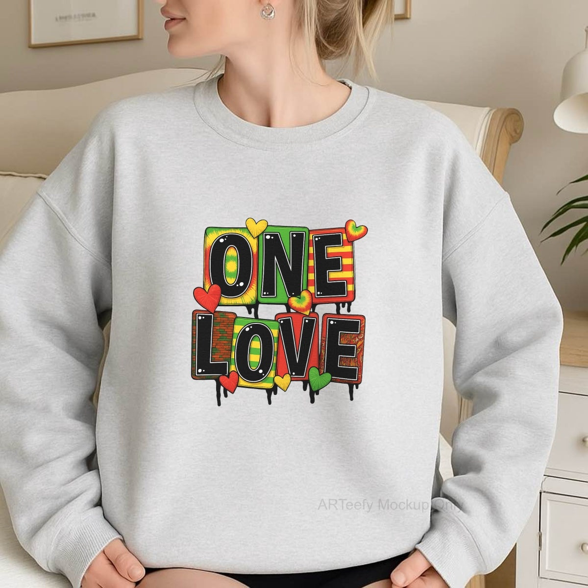 DTF Heat Transfer Iron On Sticker, Colorful ONE LOVE Graphic, For Reggae  Vibe Apparel And Music Themed Decor