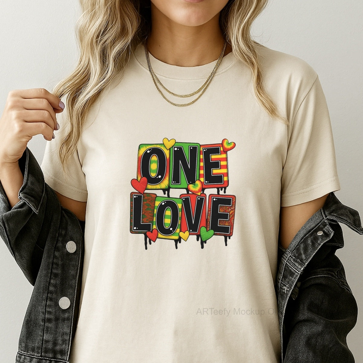 DTF Heat Transfer Iron On Sticker, Colorful ONE LOVE Graphic, For Reggae  Vibe Apparel And Music Themed Decor