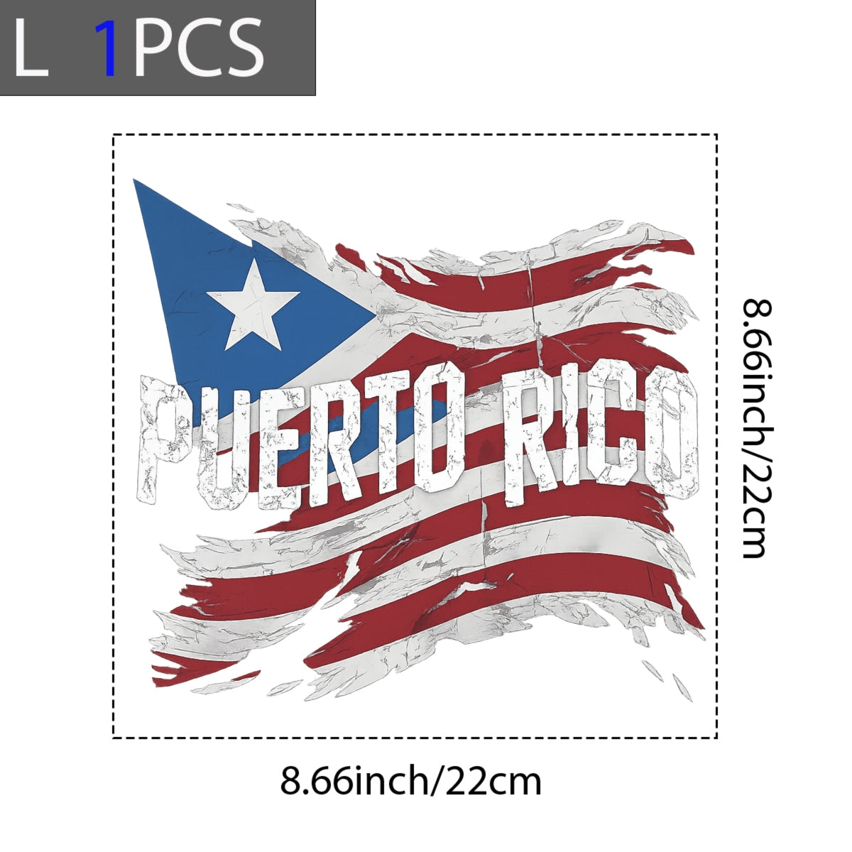 DTF Heat Transfer Iron On Sticker, Puerto Rico Flag Retro Graphic, for Cultural Pride Apparel and Heritage Decor