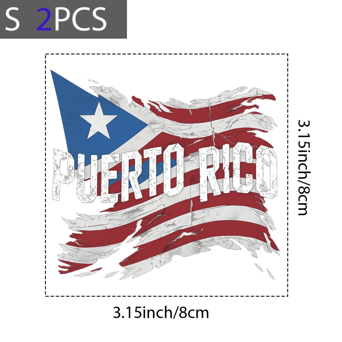 DTF Heat Transfer Iron On Sticker, Puerto Rico Flag Retro Graphic, for Cultural Pride Apparel and Heritage Decor