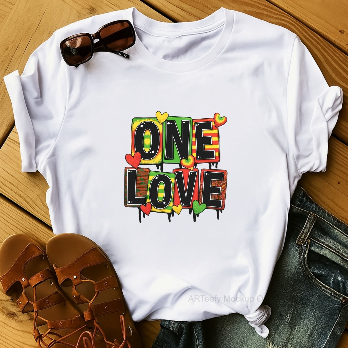 DTF Heat Transfer Iron On Sticker, Colorful ONE LOVE Graphic, For Reggae  Vibe Apparel And Music Themed Decor