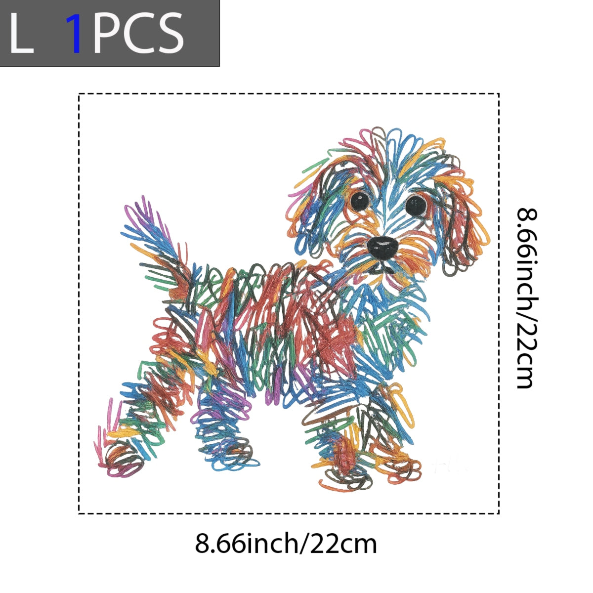 DTF Heat Transfer Iron On Sticker, Colorful Doodle Dog Graphic, For Artistic Apparel And Pet, Lover Decor