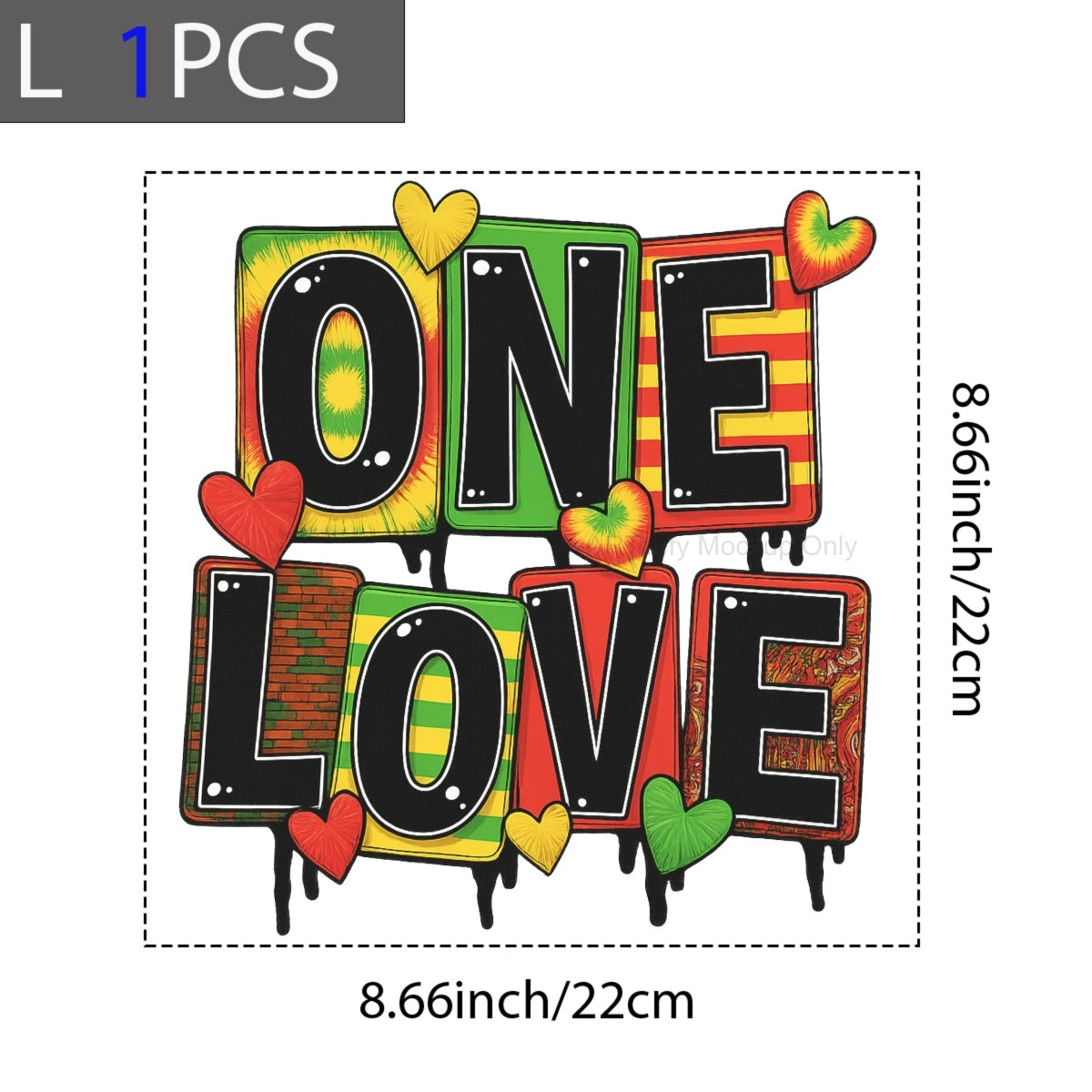 DTF Heat Transfer Iron On Sticker, Colorful ONE LOVE Graphic, For Reggae  Vibe Apparel And Music Themed Decor
