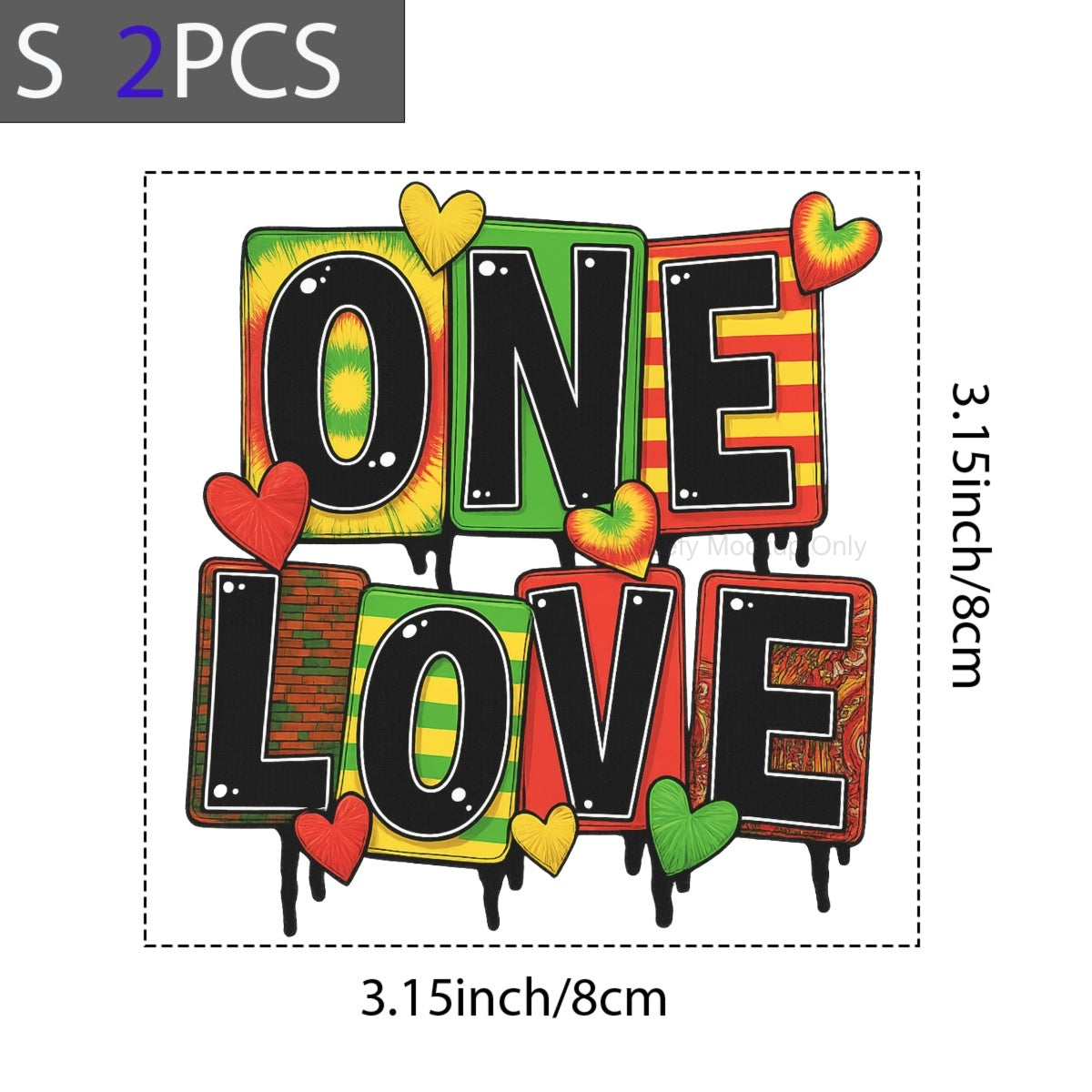 DTF Heat Transfer Iron On Sticker, Colorful ONE LOVE Graphic, For Reggae  Vibe Apparel And Music Themed Decor