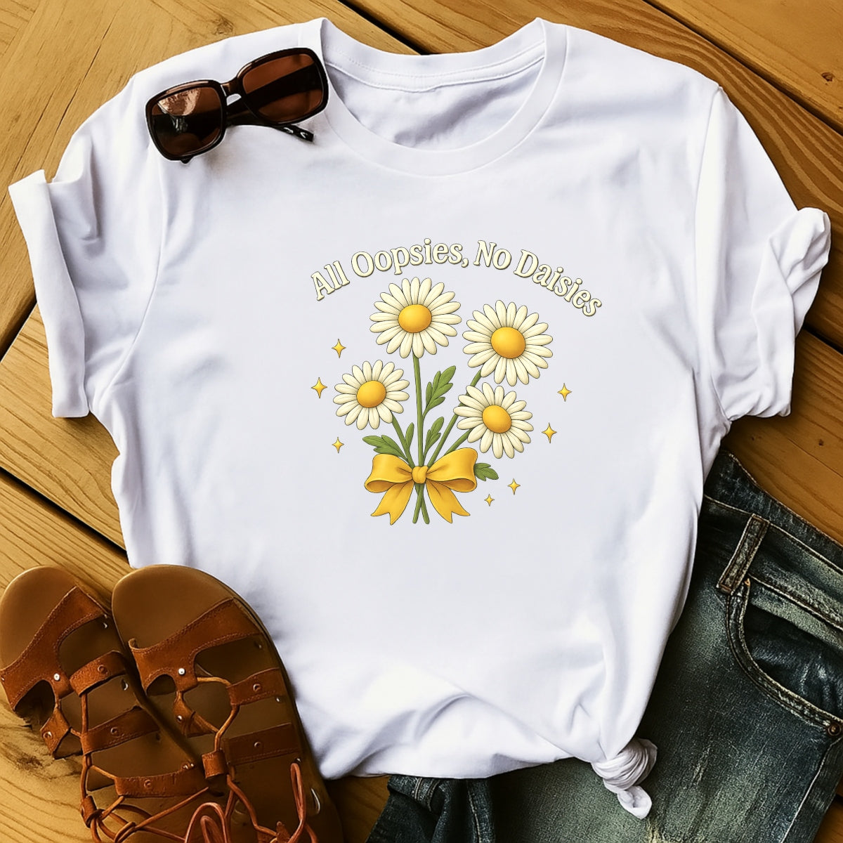 DTF Iron On Transfer for T-Shirts ， Retro Daisy Flower Graphic Heat Press Decal ，  Cute Aesthetic Floral Print ， DIY Heat Transfer for Shirts,  Tote Bags,  Hoodies