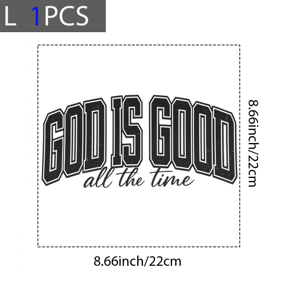 DTF Heat Transfer Iron On Sticker 'God Is Good' Christian Stickers, Religious Quotes Applications for Clothing, Jeans, Bags, Shoes, Hats, Jackets