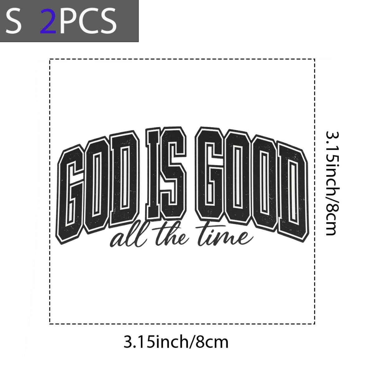 DTF Heat Transfer Iron On Sticker 'God Is Good' Christian Stickers, Religious Quotes Applications for Clothing, Jeans, Bags, Shoes, Hats, Jackets