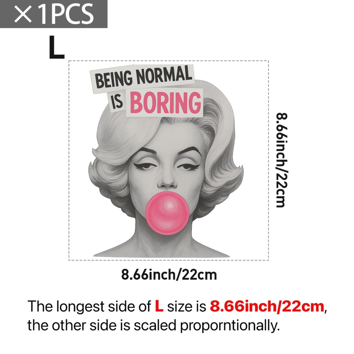 "Normal Is Boring" Iron-On Transfer Sticker, Vintage Inspired， DIY Heat Press Decal for T-Shirts