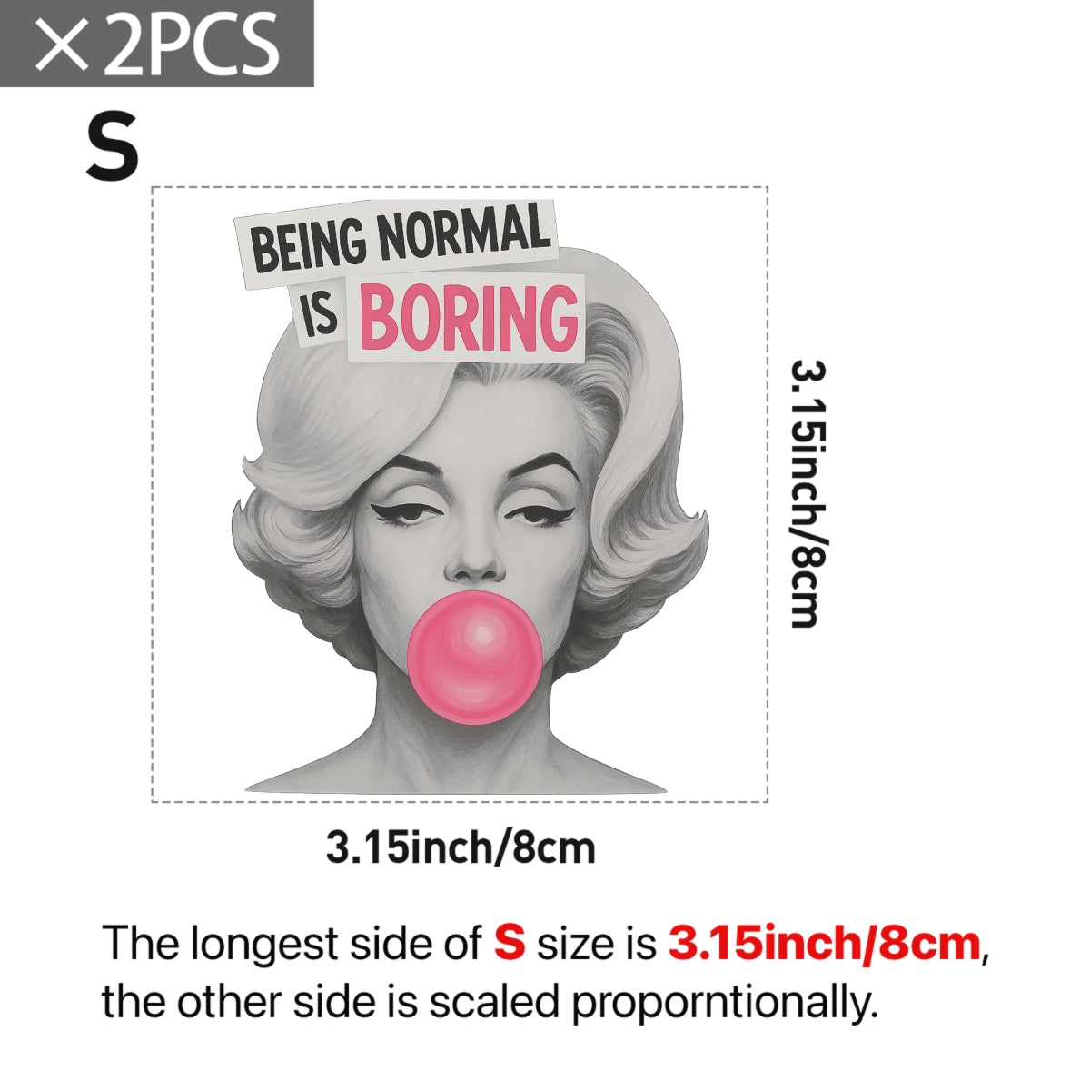 "Normal Is Boring" Iron-On Transfer Sticker, Vintage Inspired， DIY Heat Press Decal for T-Shirts