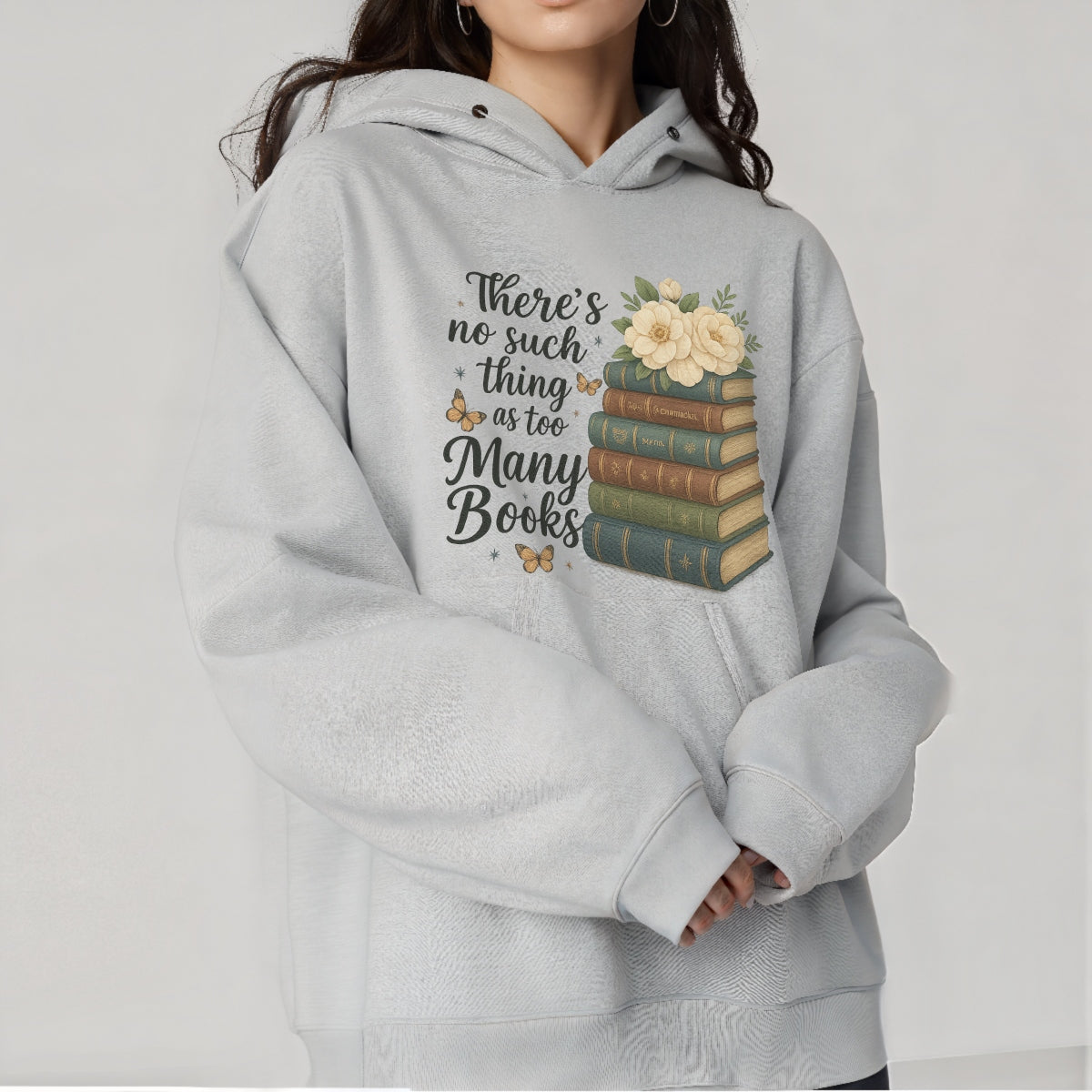 DTF Heat Transfer Iron On Sticker，Vintage Book Stack with Flowers & Butterflies Design for Book Lovers, Aesthetic Library Decor, DIY Reading Shirt or Tote