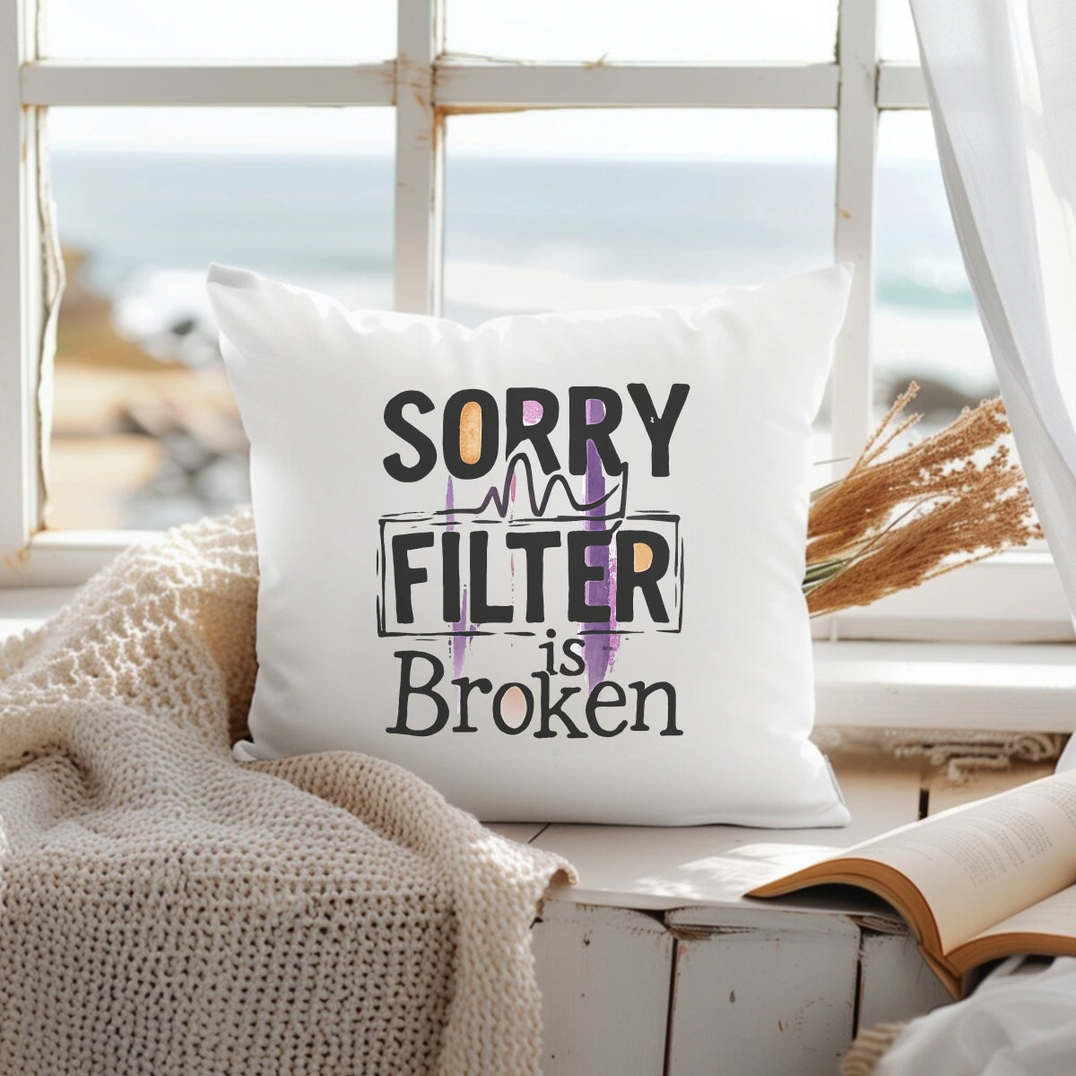 "Sorry My Filter is Broken" DTF Transfers，Edgy Applique Patches for Streetwear & Home Textiles，Bold Graphic Art Style