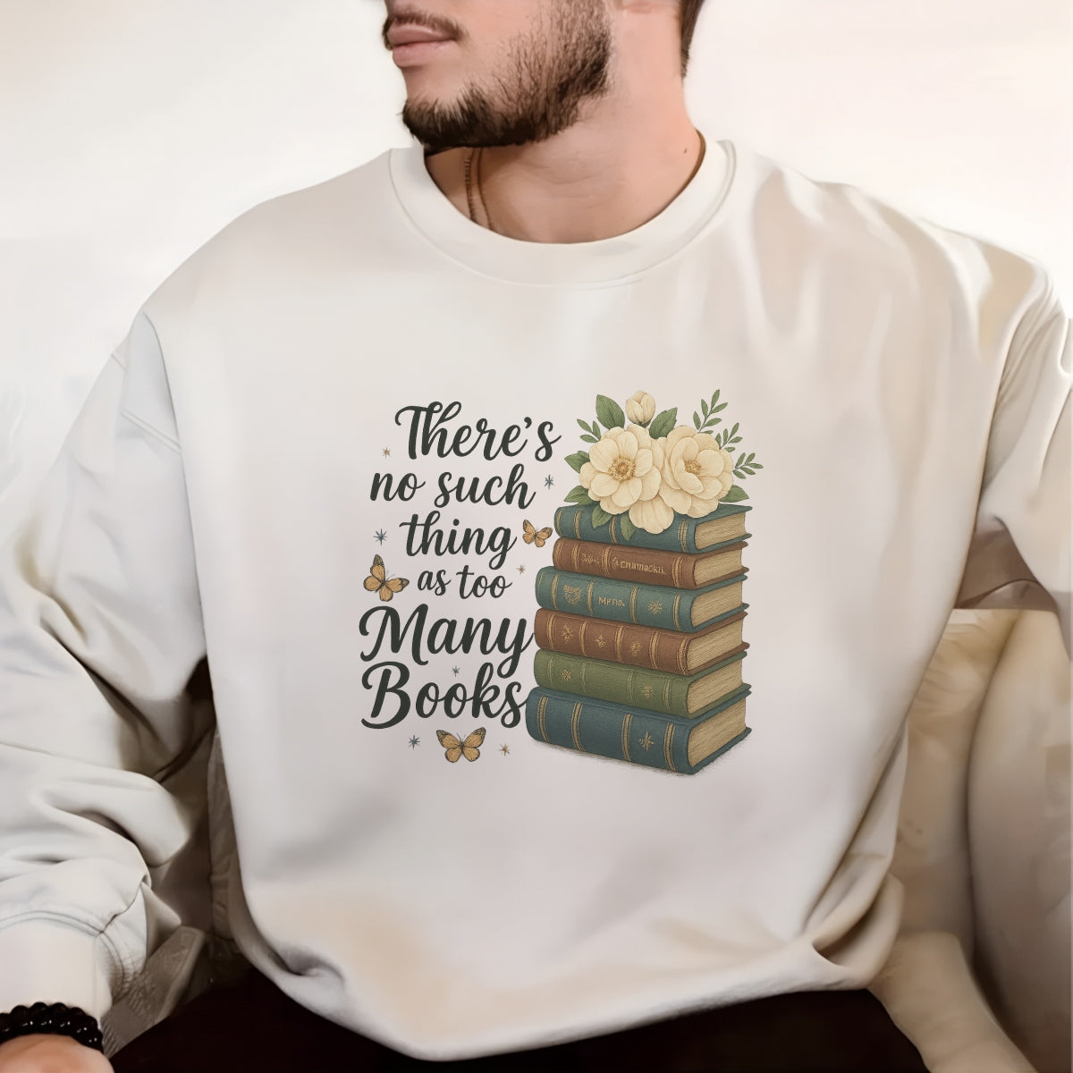 DTF Heat Transfer Iron On Sticker，Vintage Book Stack with Flowers & Butterflies Design for Book Lovers, Aesthetic Library Decor, DIY Reading Shirt or Tote