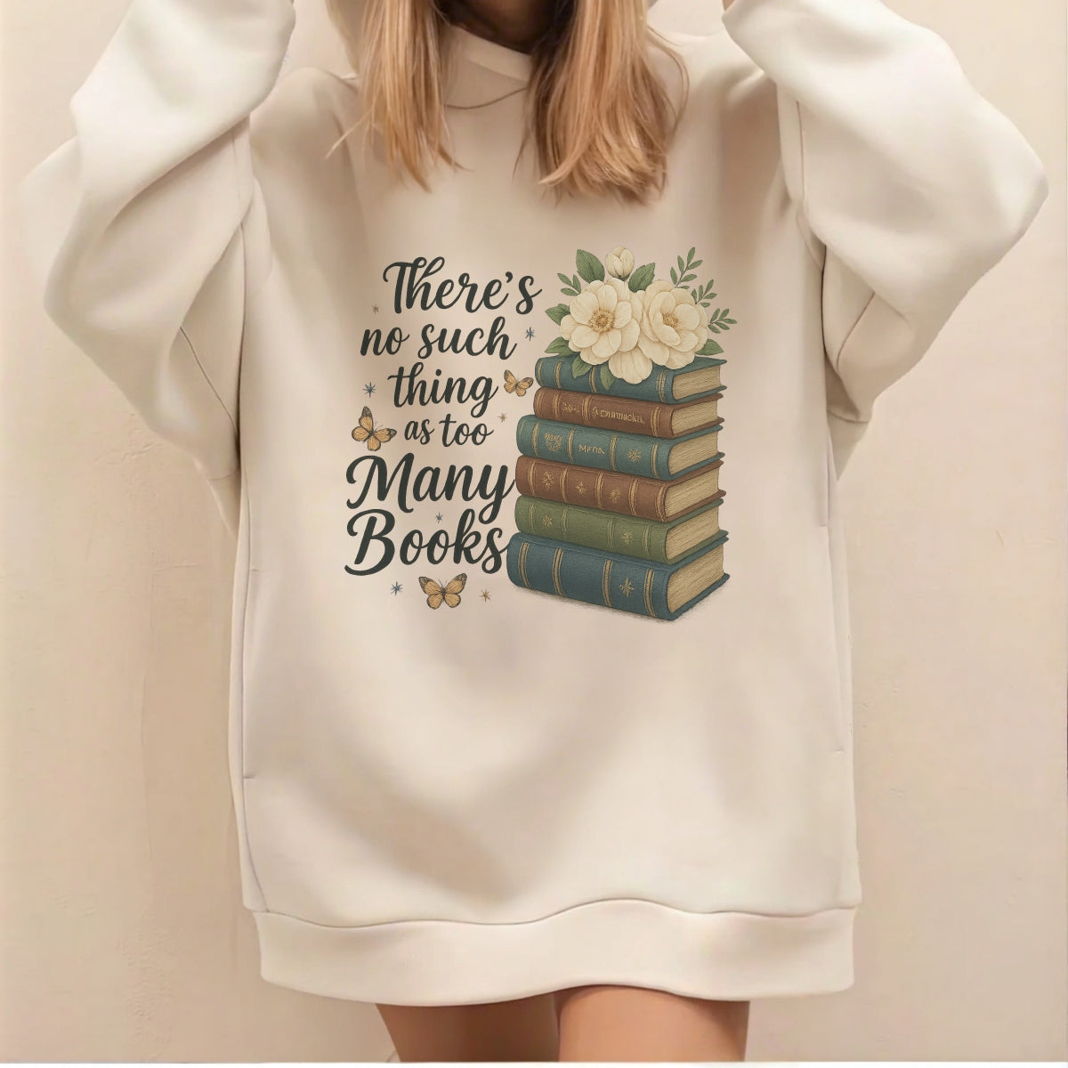 DTF Heat Transfer Iron On Sticker，Vintage Book Stack with Flowers & Butterflies Design for Book Lovers, Aesthetic Library Decor, DIY Reading Shirt or Tote