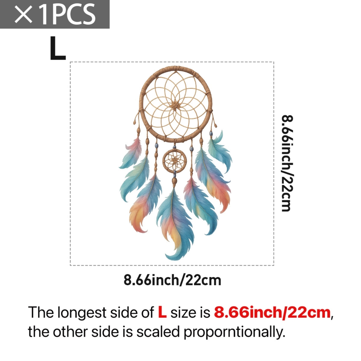Boho Dreamcatcher DTF Transfer for T-Shirts ，  Vibrant Feather Heat Press Iron-On Patch ， DIY Clothing Decoration ， Watercolor Tribal Printable Decal ， Cute Spiritual Western Style