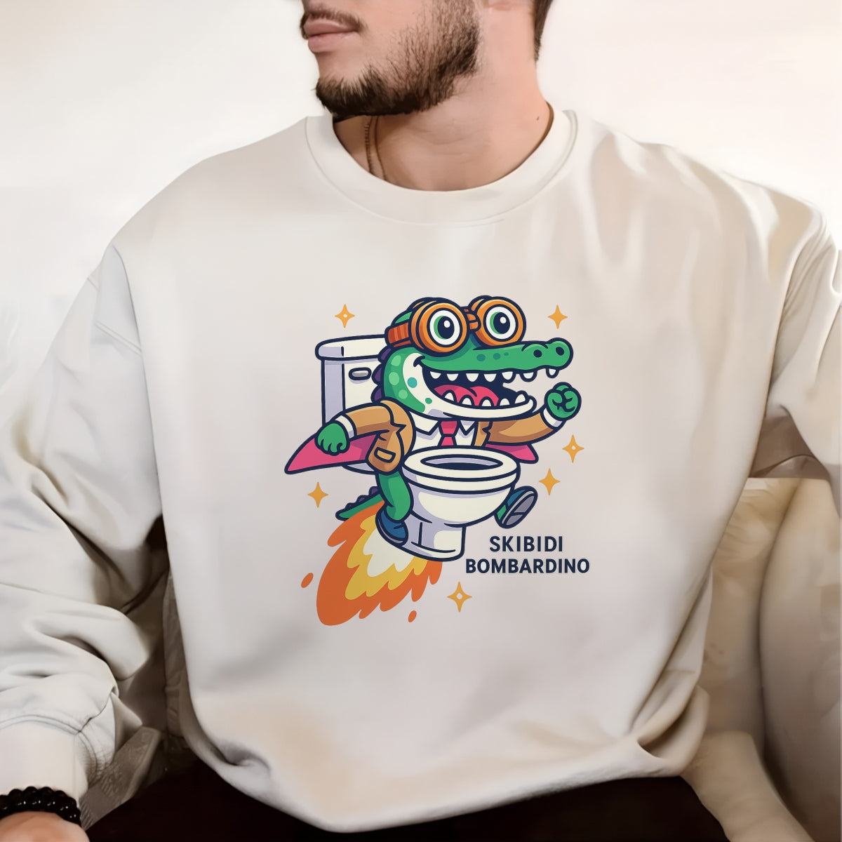 DTF Heat Transfer Iron On Sticker: Creative Toilet Seat Character Sticker for DIY Clothing Bags Accessories and Home Decor