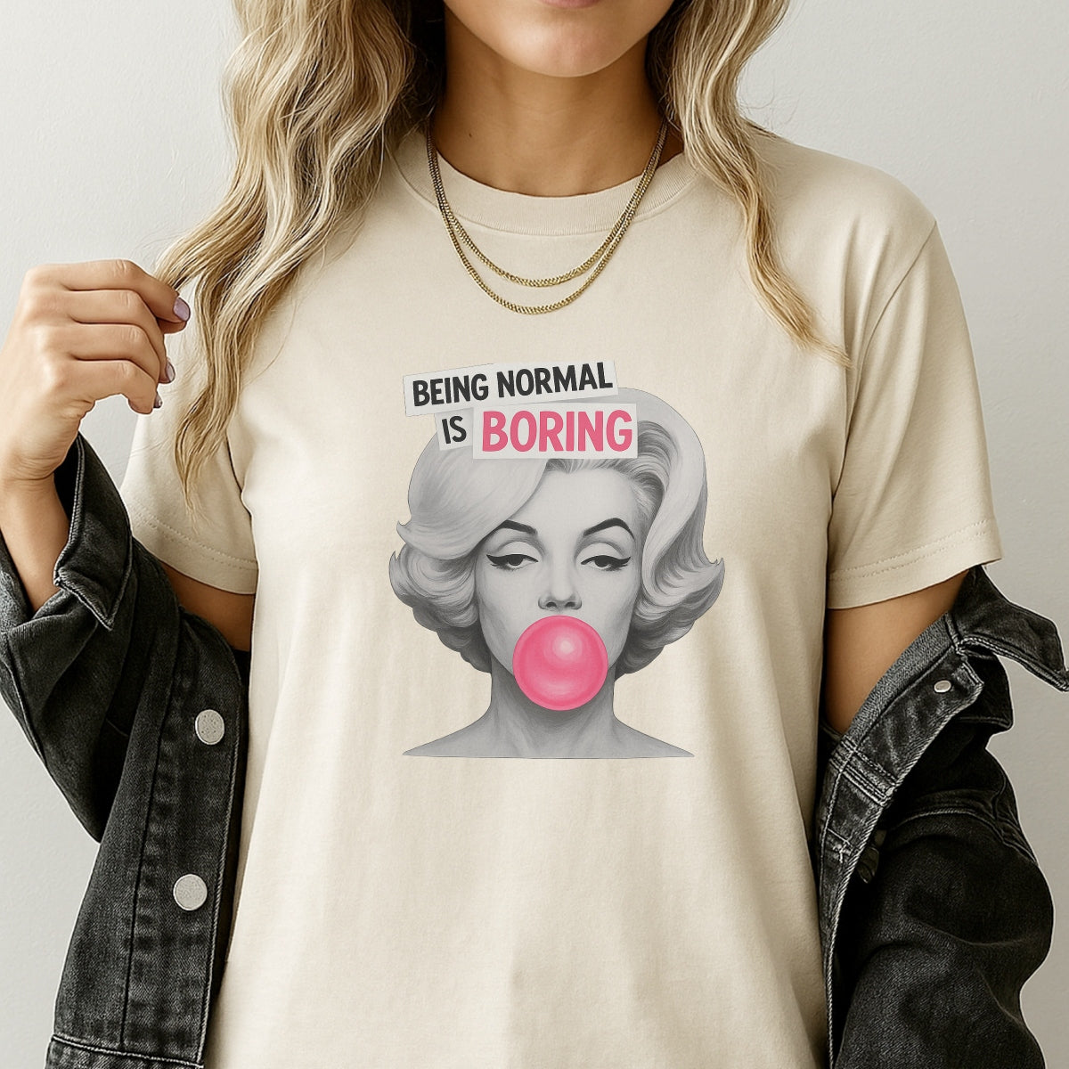 "Normal Is Boring" Iron-On Transfer Sticker, Vintage Inspired， DIY Heat Press Decal for T-Shirts