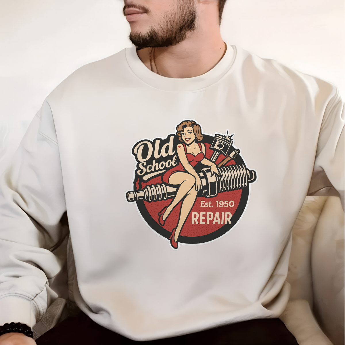 Old School Repair  DTF Transfers ， Edgy Applique Patches for Streetwear and Home Textiles , Bold Graphic Art Style ,  High-Definition Color Retention ,  Reusable DIY Decor Solution