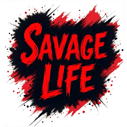DTF Heat Transfer Iron On Sticker, Edgy SAVAGE LIFE Text Graphic, For Streetwear And Bold Lifestyle Events